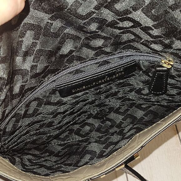 Diane von Furstenberg Secret Agent Tote Grey Croc Embossed Bag - Picture 4 of 13